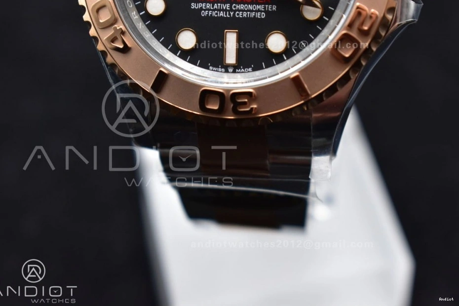 Gold Best Dial Edition Plated VR3235 904L 1:1 Yacht-Master Steel Black Rose Bracelet On 126621 SS Clean 1205